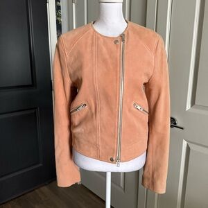 Rag & Bone Suede Hollander Leather Moto Jacket in Sunset Pink Size 6